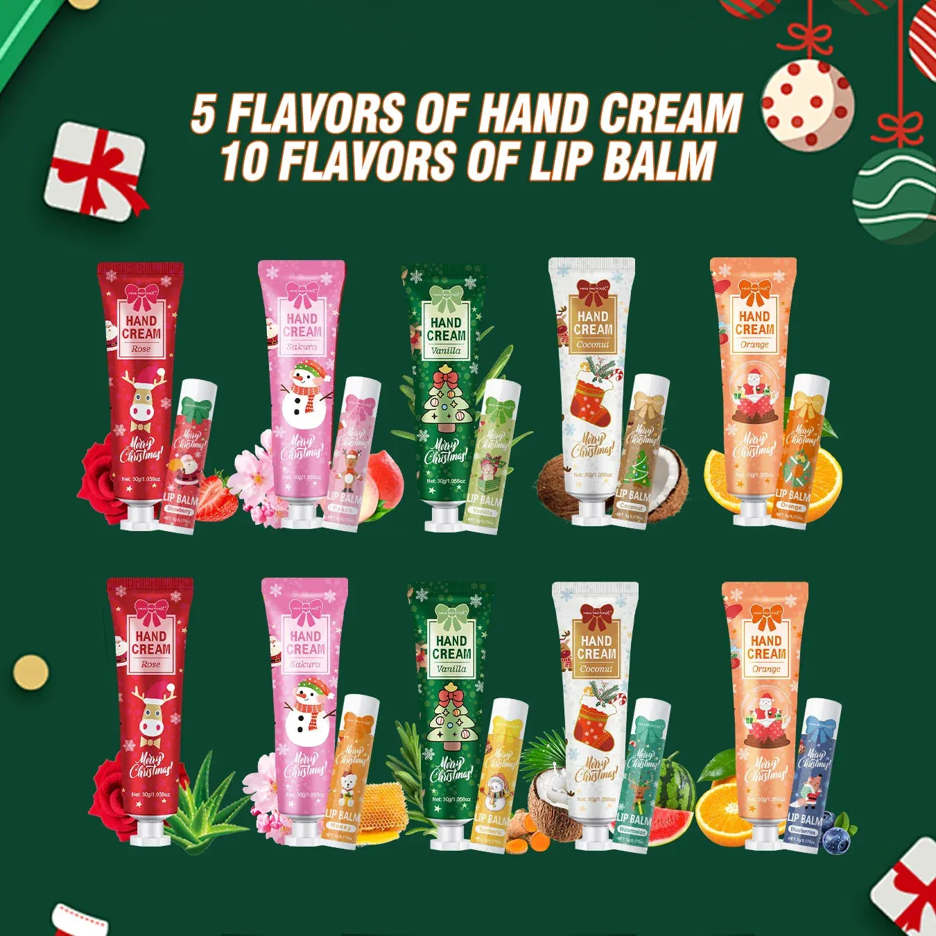 120 Piece Christmas Gift Set Lip Balm Hand Cream Cards Gauze Bags