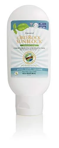 3rd Rock Sunblock (1 Pack) Natural Organic Zinc Sunscreen / SPF 35  / UNSCENTED / Chemical Free Lotion with Moisturizer