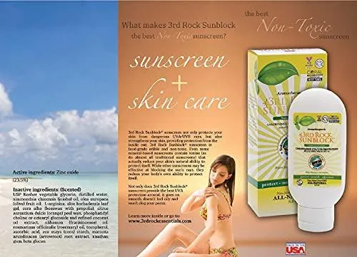 3rd Rock Sunblock (1 Pack) Natural Organic Zinc Sunscreen / SPF 35  / UNSCENTED / Chemical Free Lotion with Moisturizer