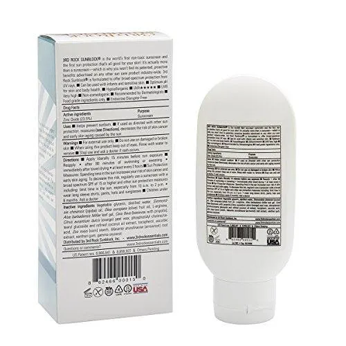 3rd Rock Sunblock (1 Pack) Natural Organic Zinc Sunscreen / SPF 35  / UNSCENTED / Chemical Free Lotion with Moisturizer