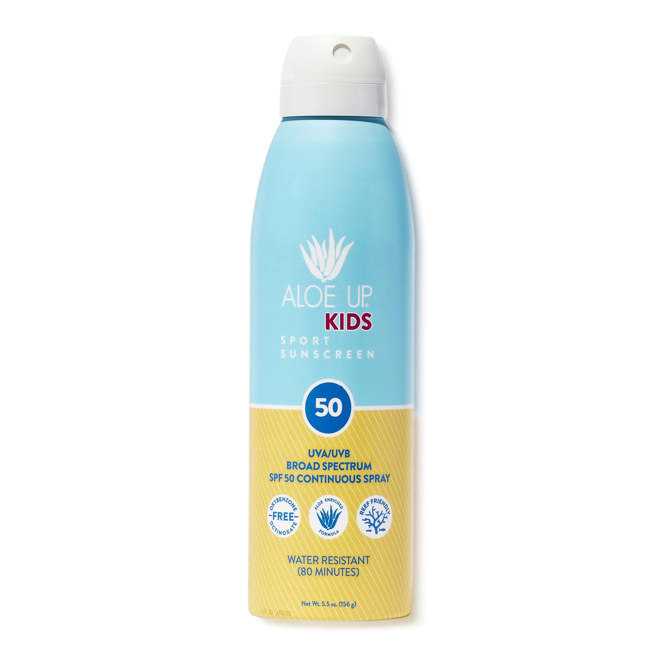 Aloe Up Kids Continuous Sport Sunscreen Spray SPF 50 - Broad Spectrum Sheer Face and Body Sunscreen Protector for Sensitive Skin - With Aloe Vera Gel - Dries Fast - Reef Safe - Fragrance-Free - 6 Oz