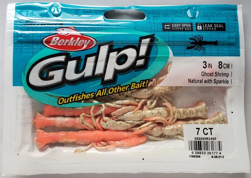 Berkley Gulp! Ghost Shrimp Natural with Sparkle 3"
