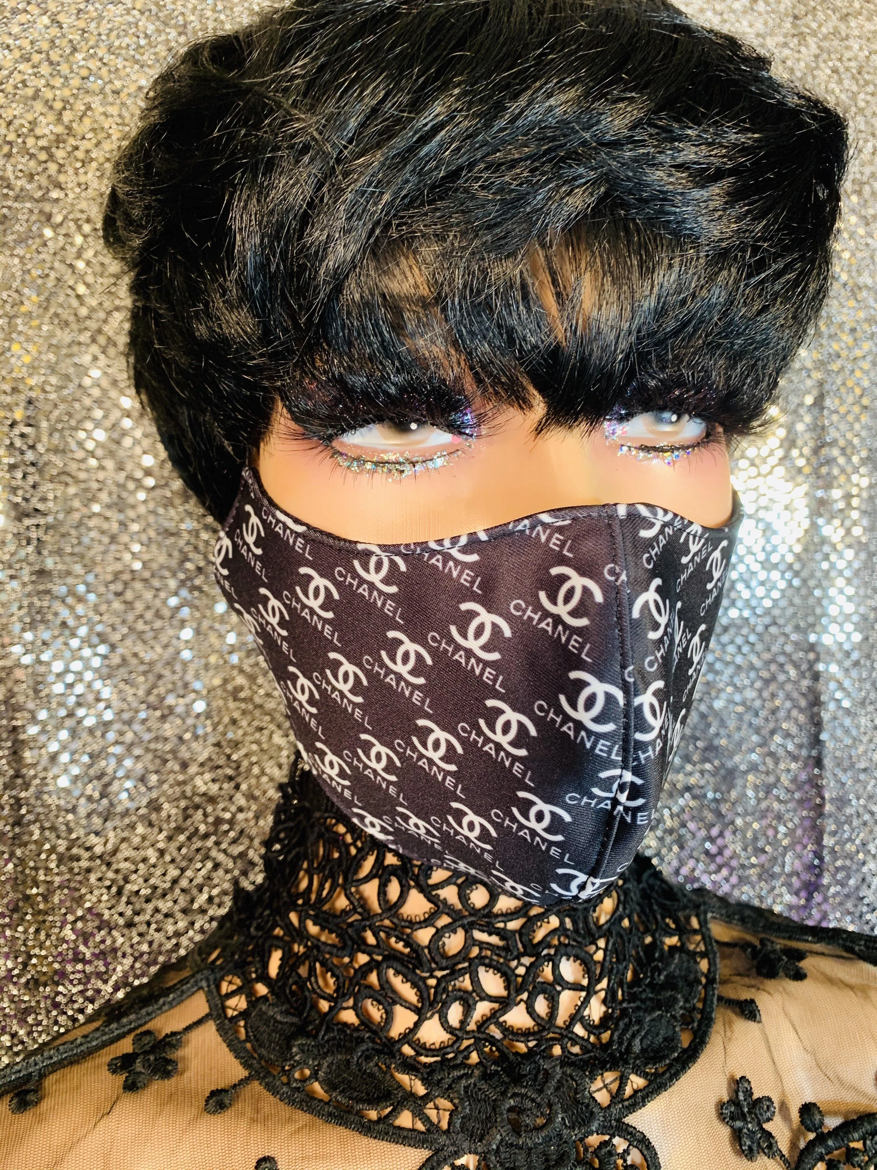 Black CC Designer Inspired Face Mask