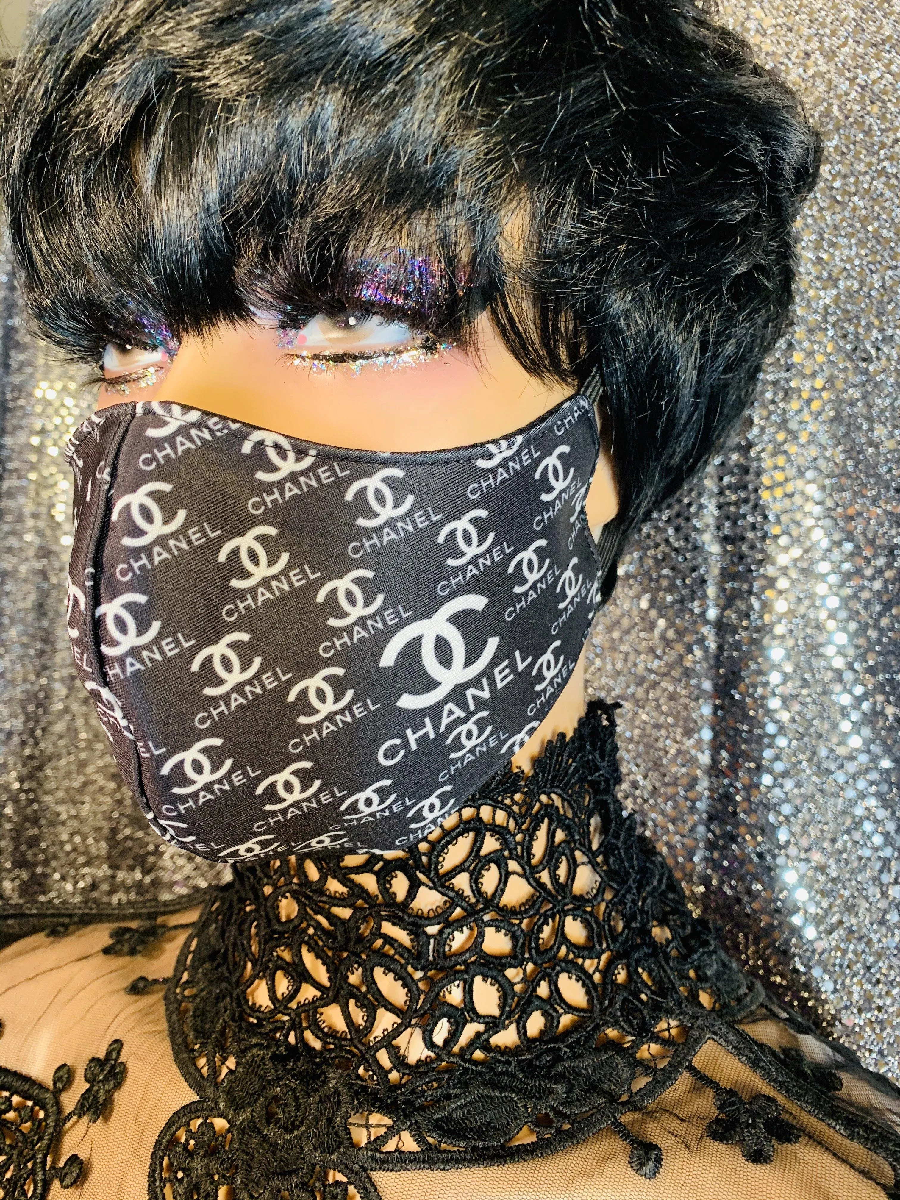 Black CC Designer Inspired Face Mask