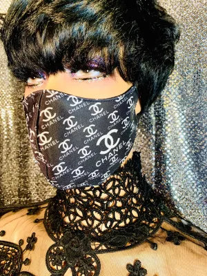 Black CC Designer Inspired Face Mask