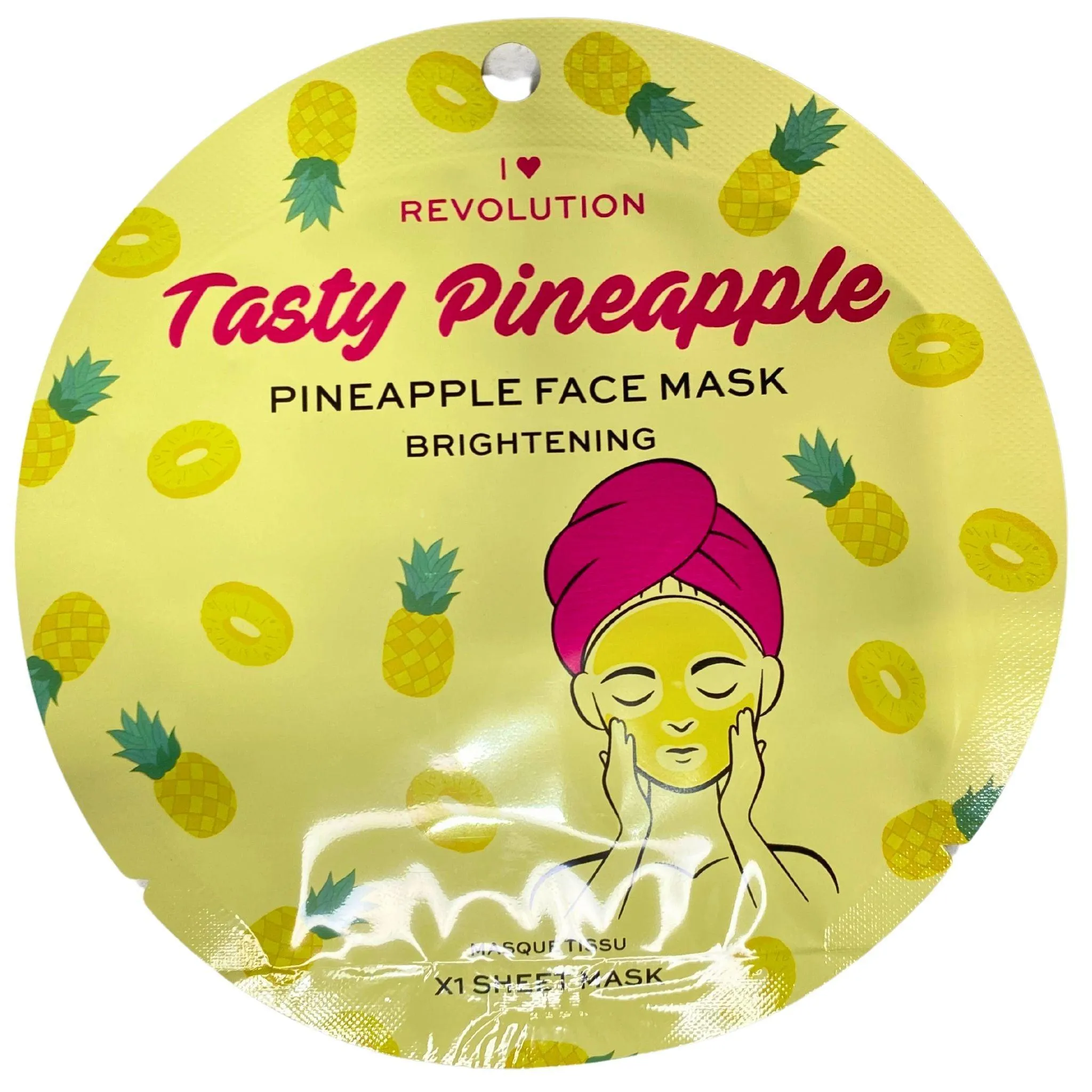 I HEART REVOLUTION Tasty Pineapple Pineapple Face Mask Brightening X1 Sheet Mask (72 Pcs Lot)
