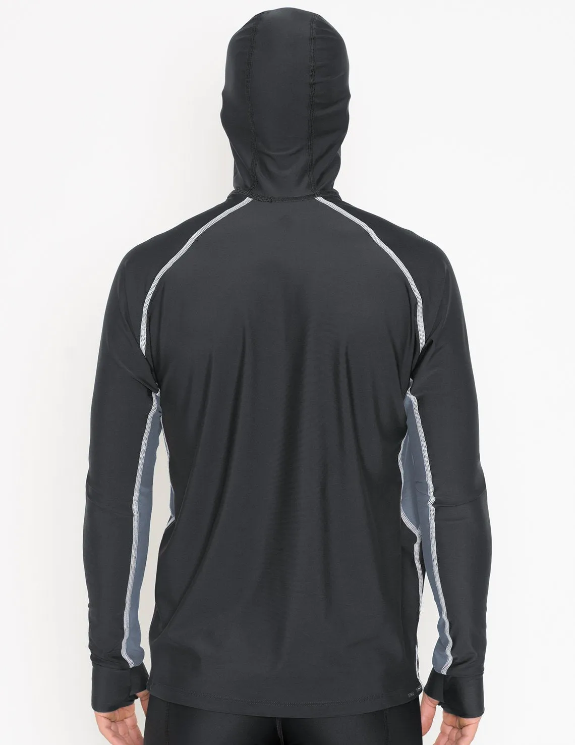 Men's Snorkel Hoodie Long Sleeve Rash Guard - Black / Gray