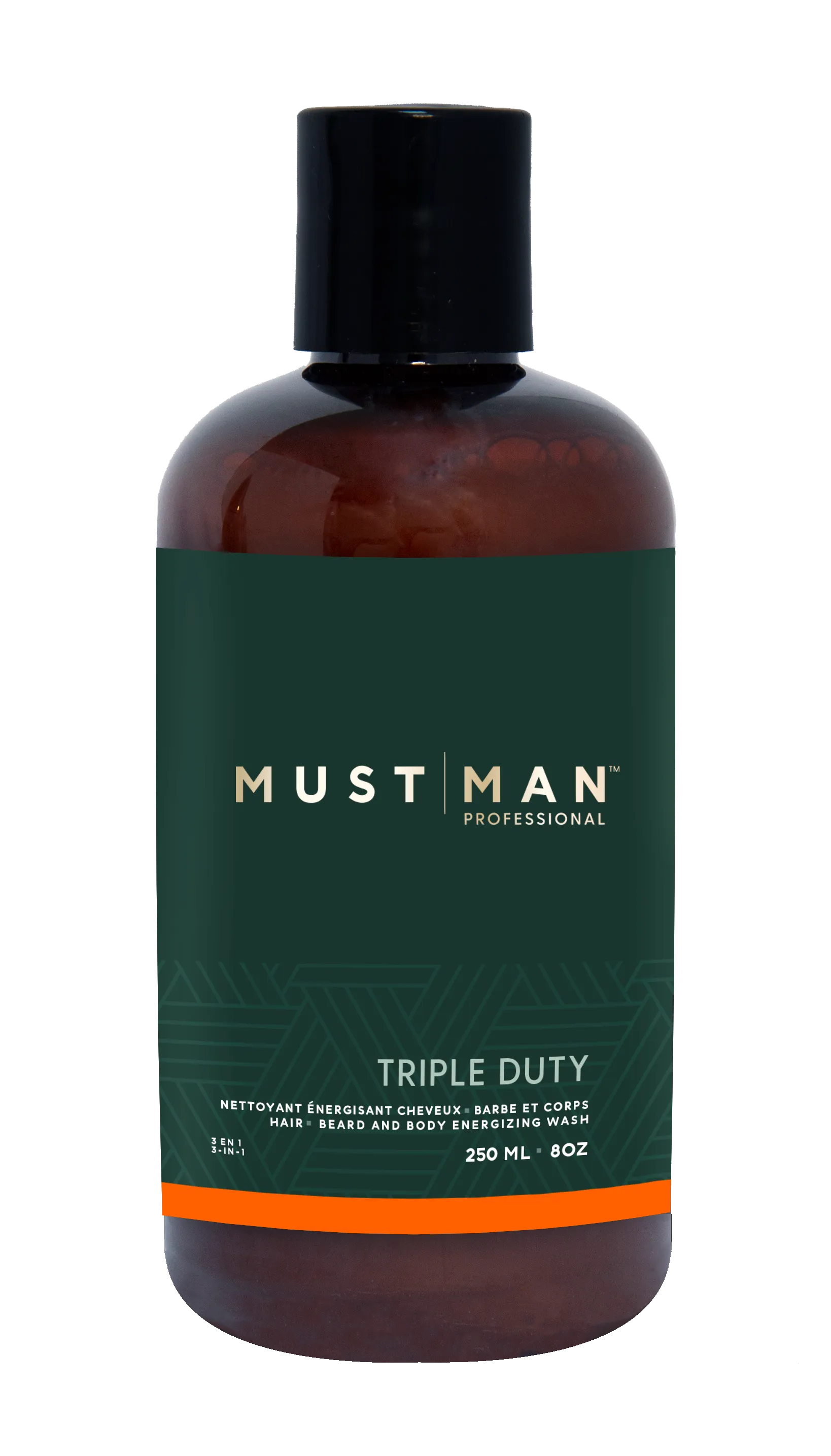 Must Man - Triple Duty - 3 in 1 Hair, beard and body energizing wash , 8 Oz.