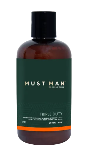 Must Man - Triple Duty - 3 in 1 Hair, beard and body energizing wash , 8 Oz.