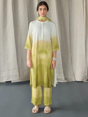 Olive Ombre Linen Kurta Set