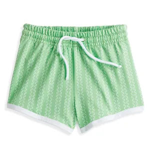 Printed Bayshore Swim Trunk -- Green Trellis