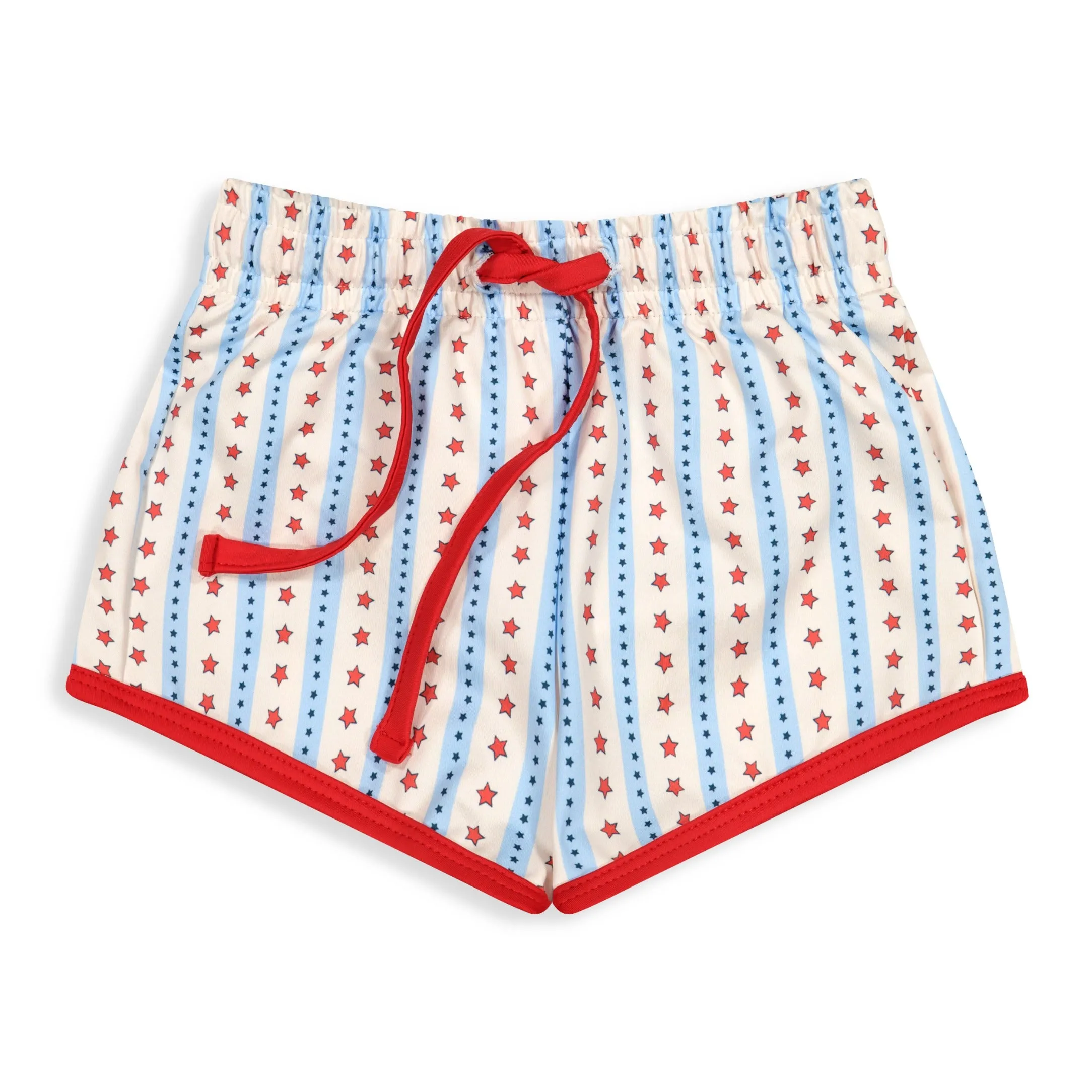 Printed Bayshore Swim Trunk -- Red Star Stripe